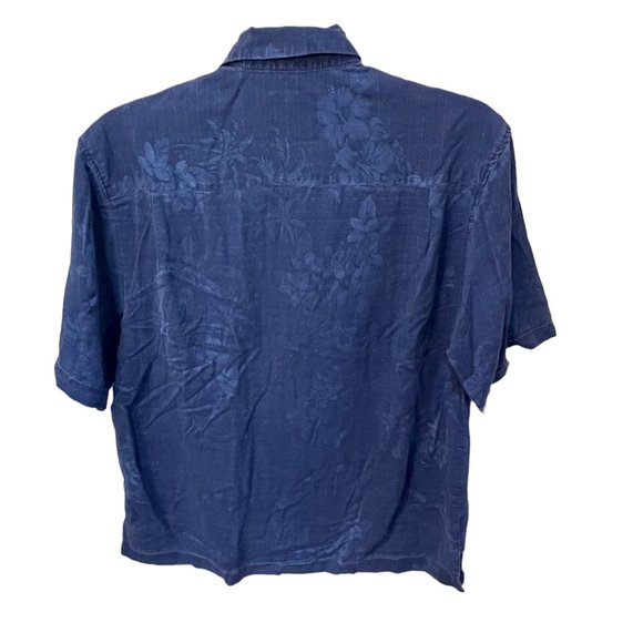 Jamaica Jaxx 100% Silk Blue Short Sleeve Button Up Shirt Size Medium - Picture 5 of 5